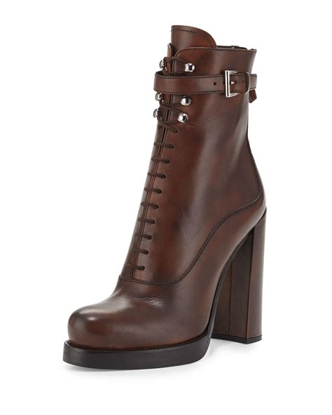 prada lace up short boots|prada chunky heel ankle boots.